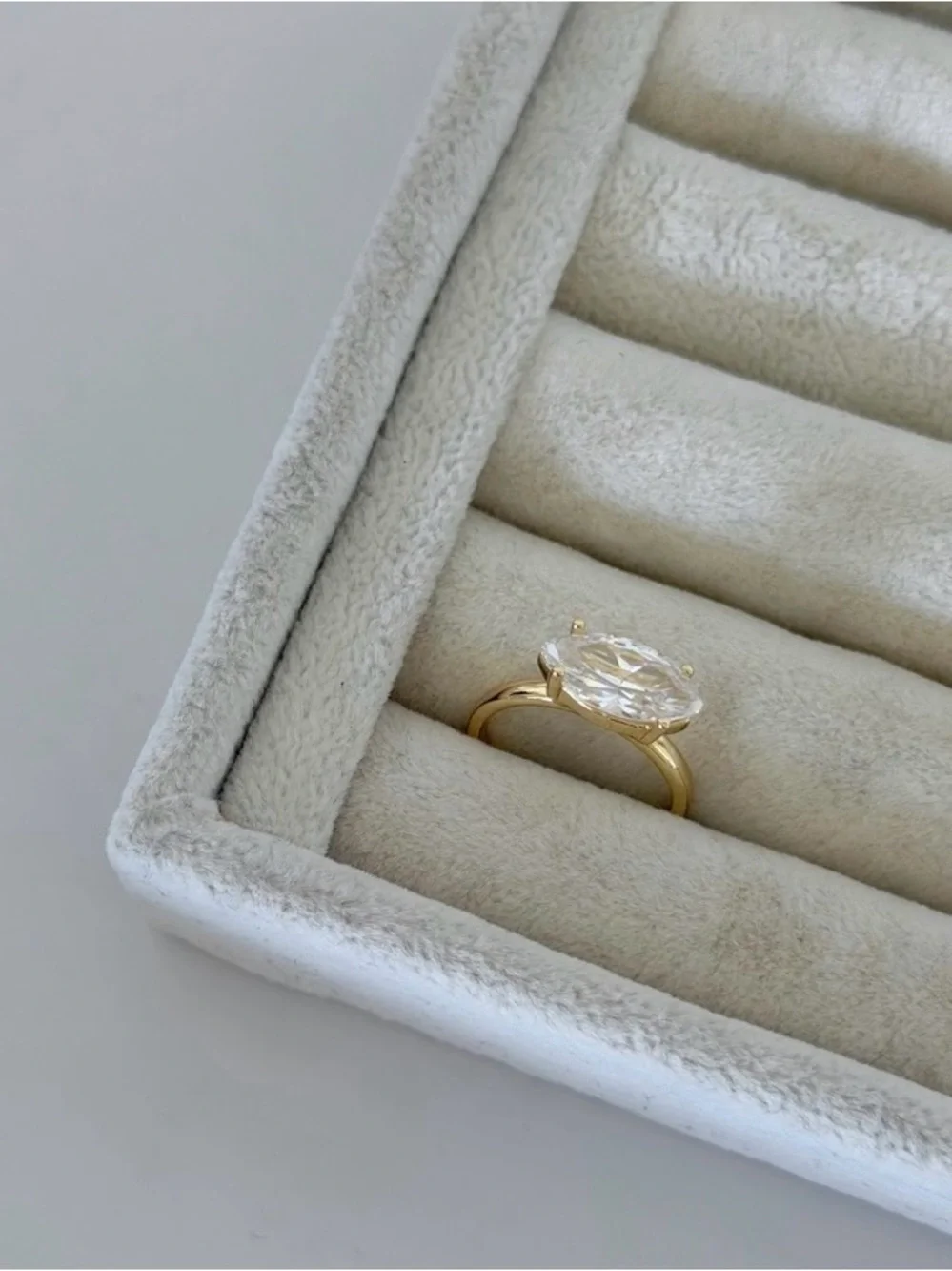 Marquise Cut Zircon Statement Ring Stainless Steel Adjustable Minimalist Ring